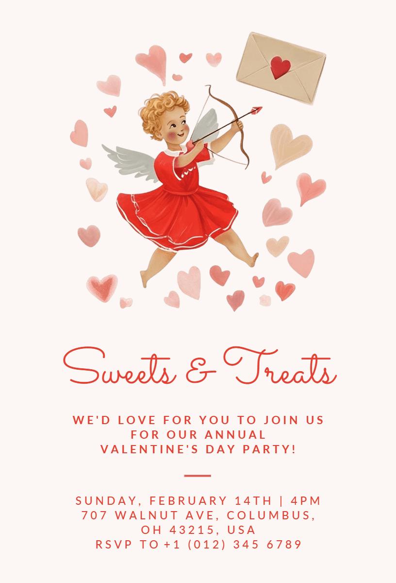 Sweets and Treats Valentine's Day Celebration Invitation Template