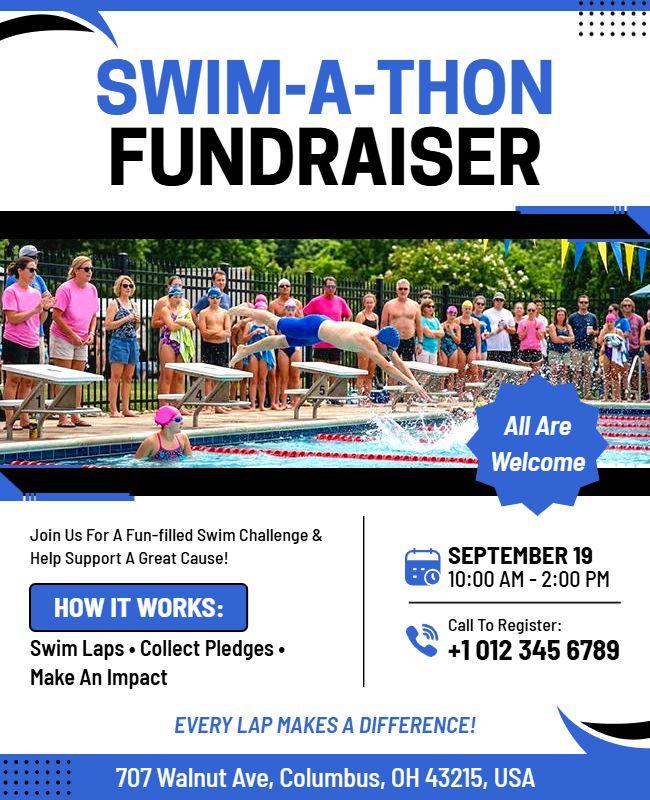 Swim-a-Thon Fundraiser Event Flyer Template