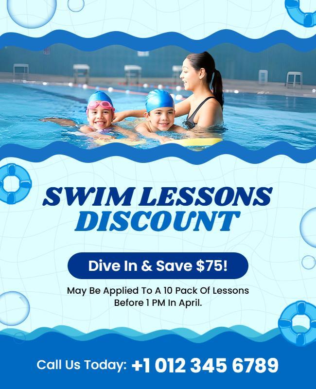 Swim Lessons Discount Promotional Flyer Template