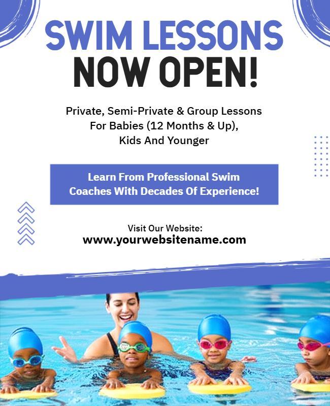 Swim Lessons Now Open Flyer Template