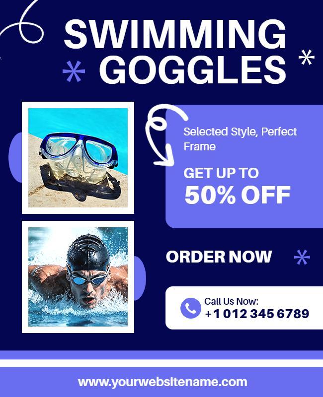 Swimming Goggles Promotional Discount Poster Template