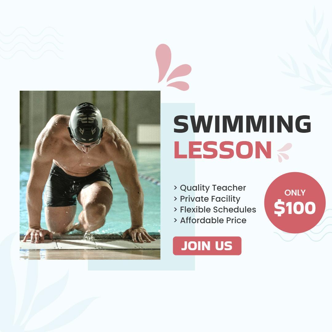 Swimming Lesson Promotional Instagram Flyer Template