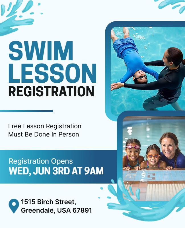 Swimming Lesson Registration Event Flyer Template