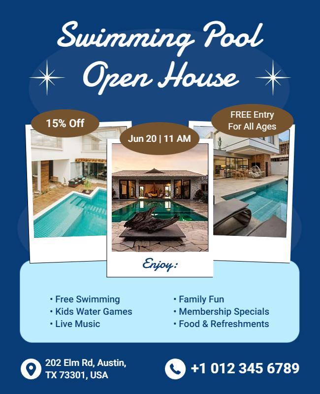 Swimming Pool Open House Event Flyer Template