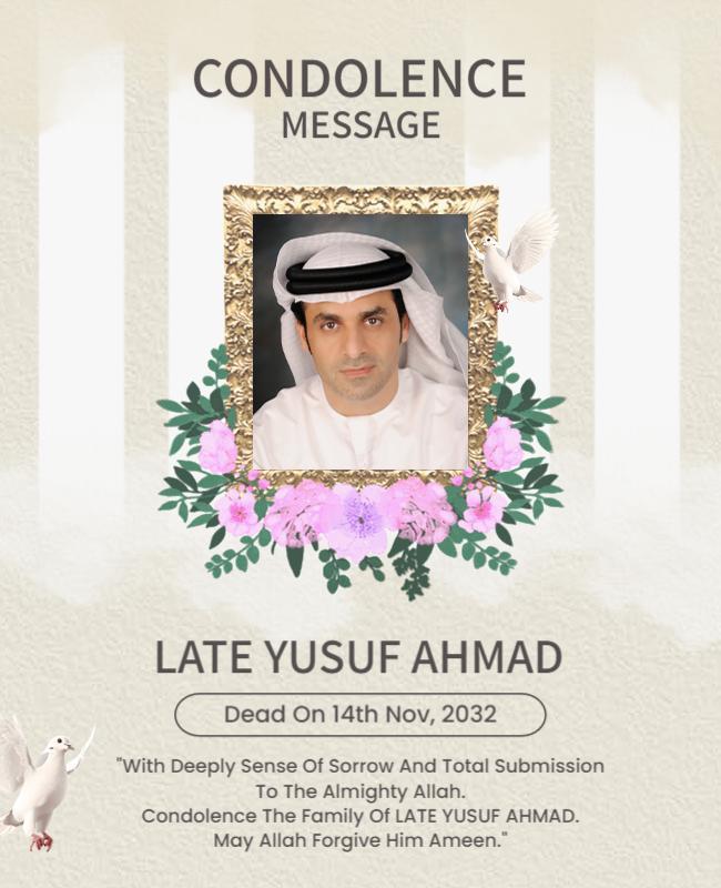 Sympathetic Condolence Message with Floral Tribute Flyer Template