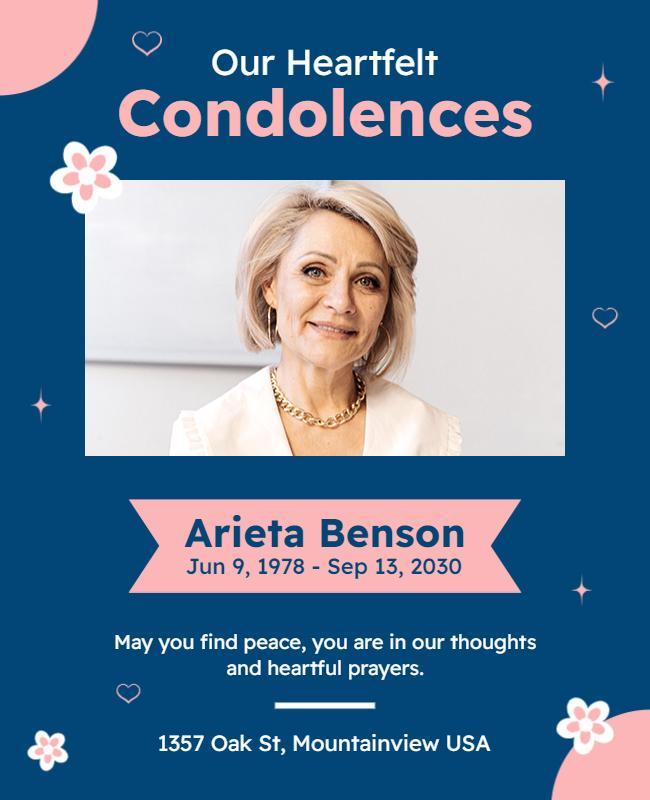 Sympathy Condolence Memorial Tribute Flyer Template