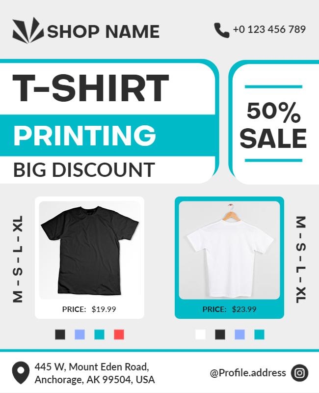 T Shirt Printing Big Discount Sale Flyer Template