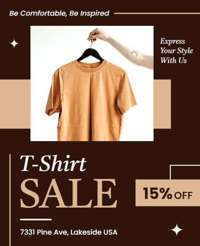 Stylish Brown T-Shirt Sale Discount Promotion Flyer Template