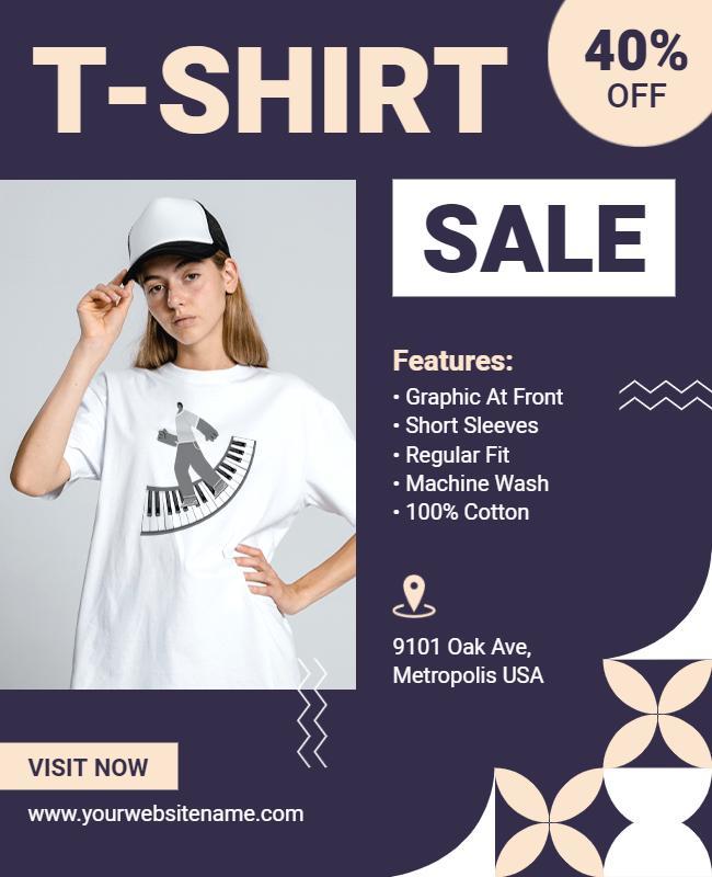 Modern Dark Blue T-Shirt Sale Promotional Flyer Template