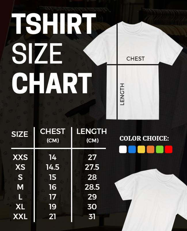 T Shirt Size Chart and Color Options Flyer Template