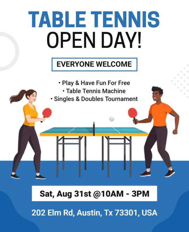 Table Tennis Open Day Event Flyer Template