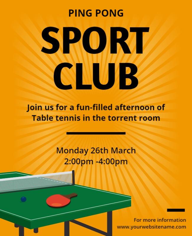 Table Tennis Sport Club Event Flyer Template