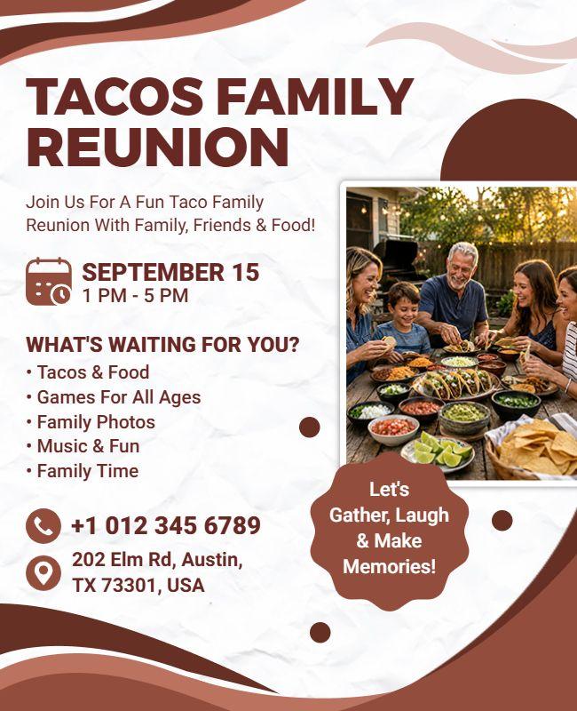 Taco Family Reunion Gathering Flyer Template