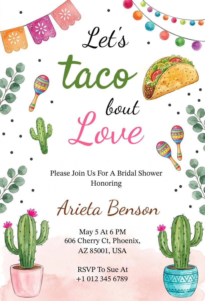 Taco Fiesta Bridal Shower Celebration Invitation Template