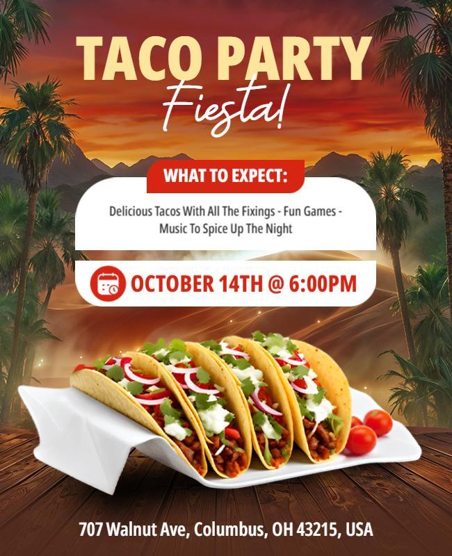 Taco Party Fiesta Event Invitation Flyer Template