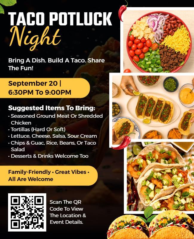 Taco Potluck Night Celebration Flyer Template