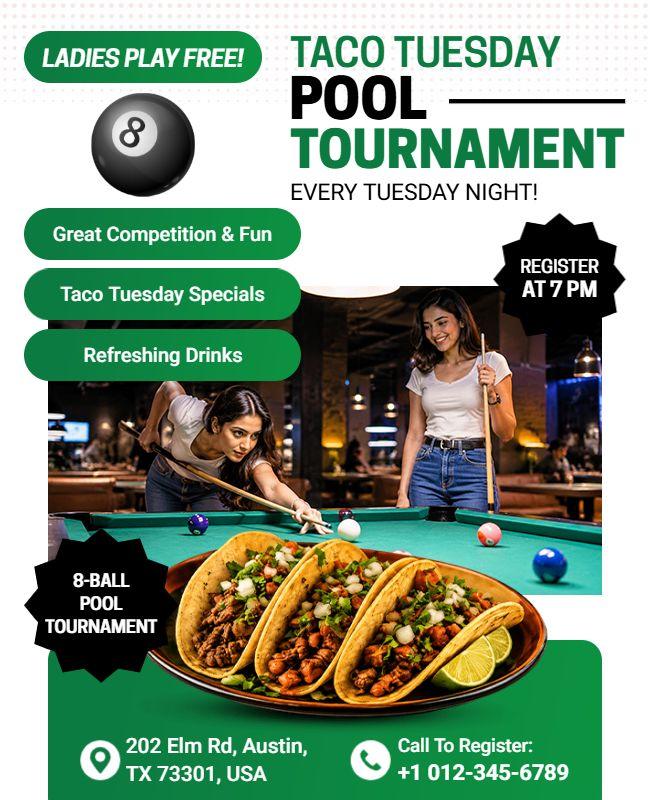 Taco Tuesday Pool Tournament Flyer Template