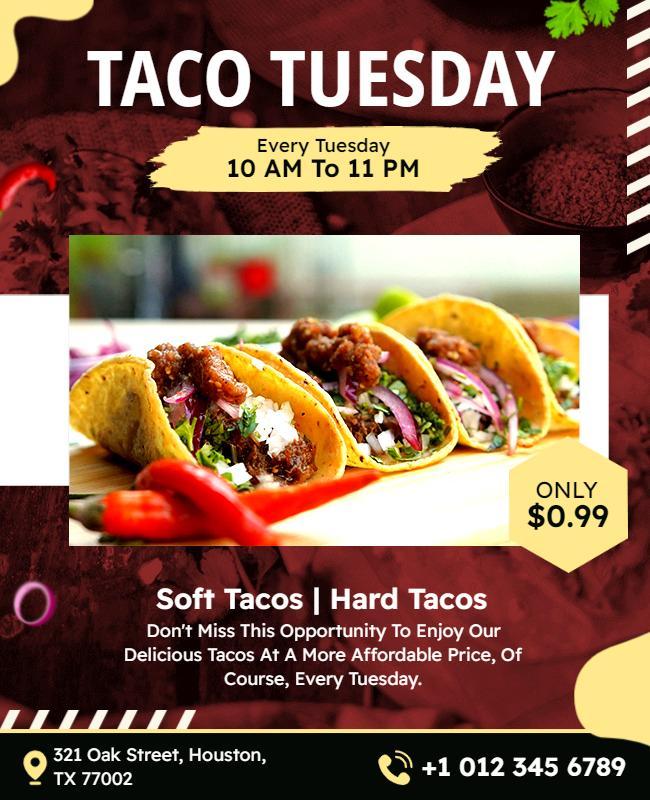 Taco Tuesday Restaurant Promotion Flyer Template