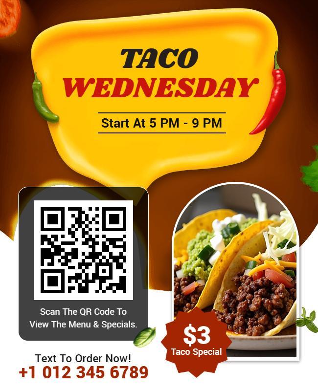 Taco Wednesday Restaurant Promotion Flyer Template