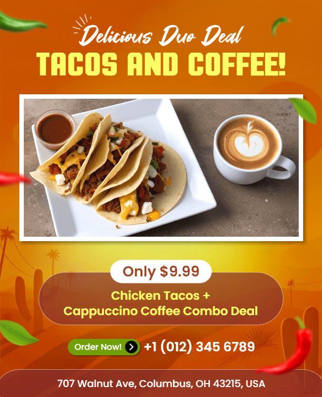 Tacos and Coffee Combo Deal Flyer Template