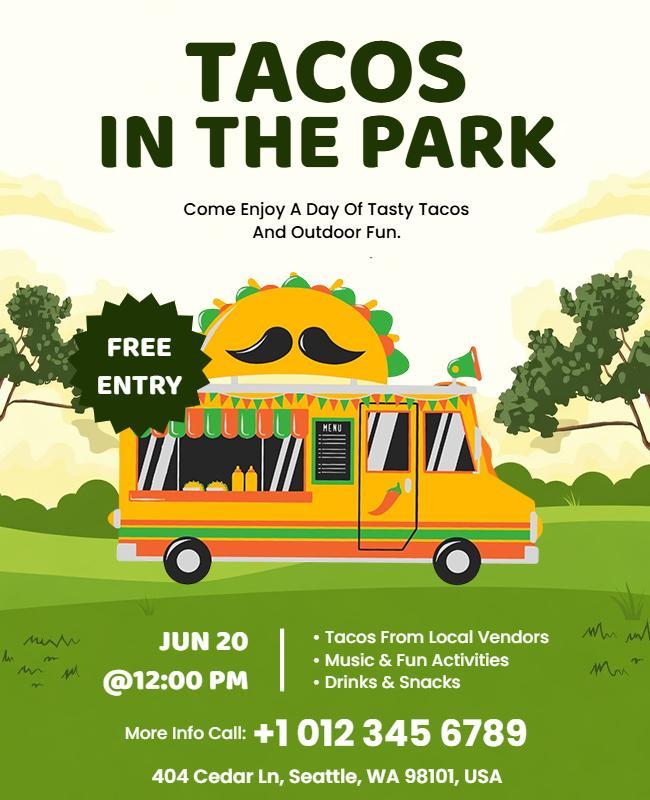Tacos in the Park Food Flyer Template