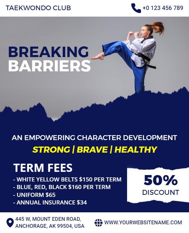 Taekwondo Martial Arts Promotion Flyer Template