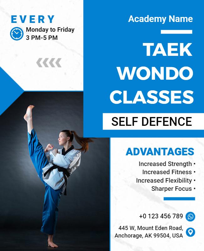 Taekwondo Self Defense Classes Flyer Template