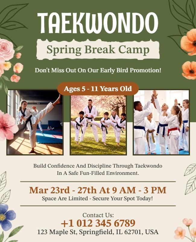 Taekwondo Spring Break Camp Promotional Flyer Template
