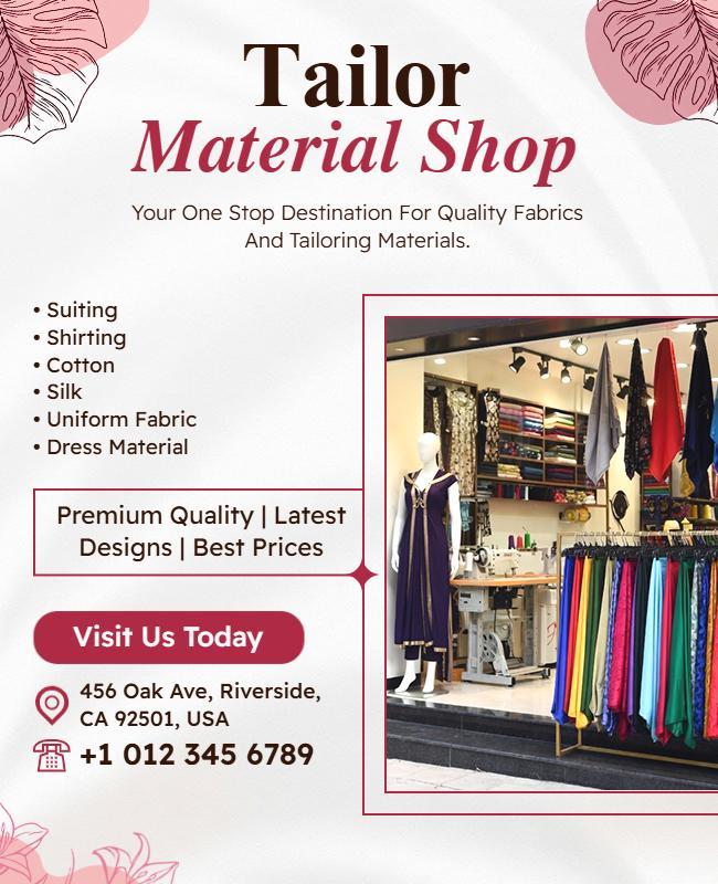 Tailor Fabric and Materials Shop Poster Template