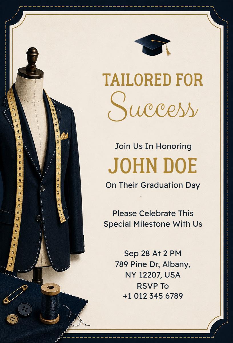 Tailored Success Graduation Ceremony Celebration Invitation Template