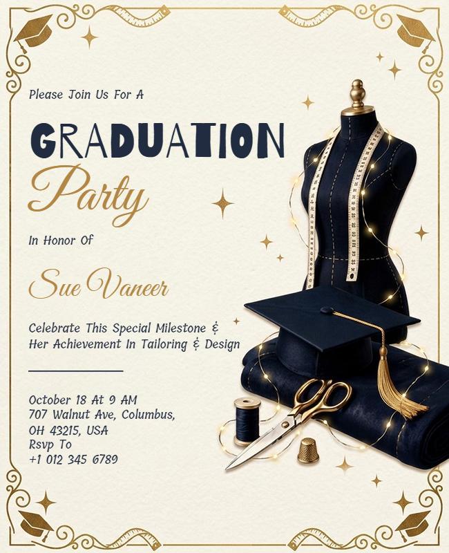 Tailoring Achievement Graduation Party Flyer Template