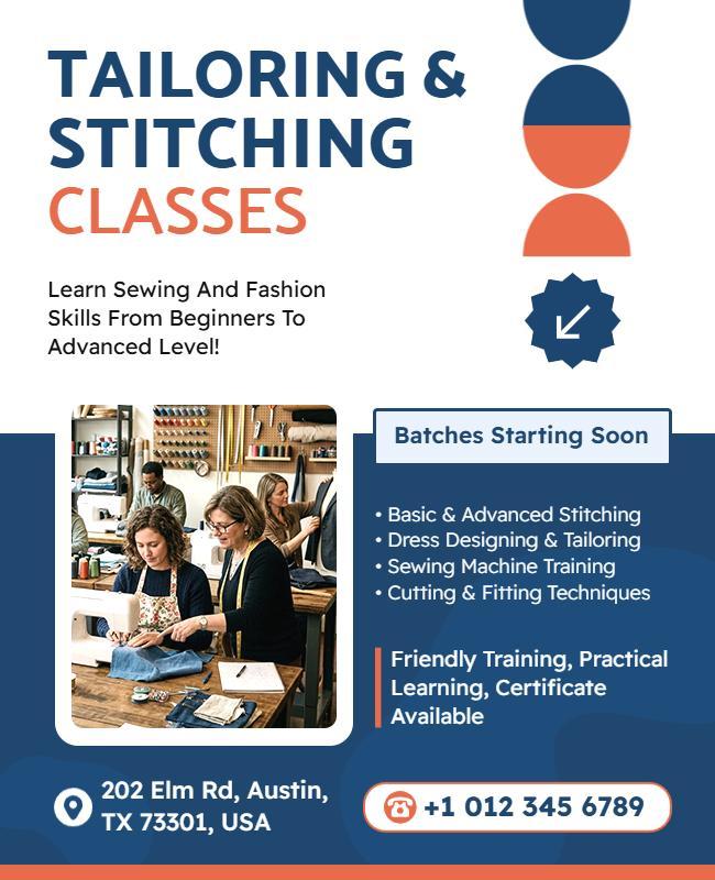 Tailoring and Stitching Classes Promotional Poster Template