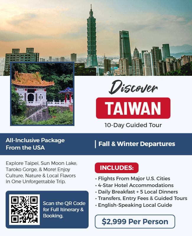 Taiwan Guided Tour Travel Flyer Template