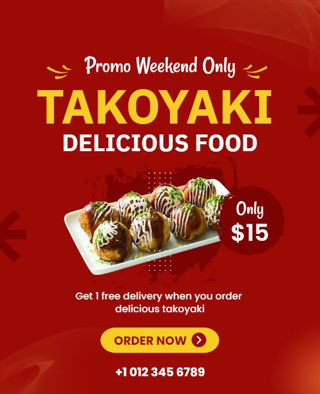 Takoyaki Promo Weekend Food Flyer Template