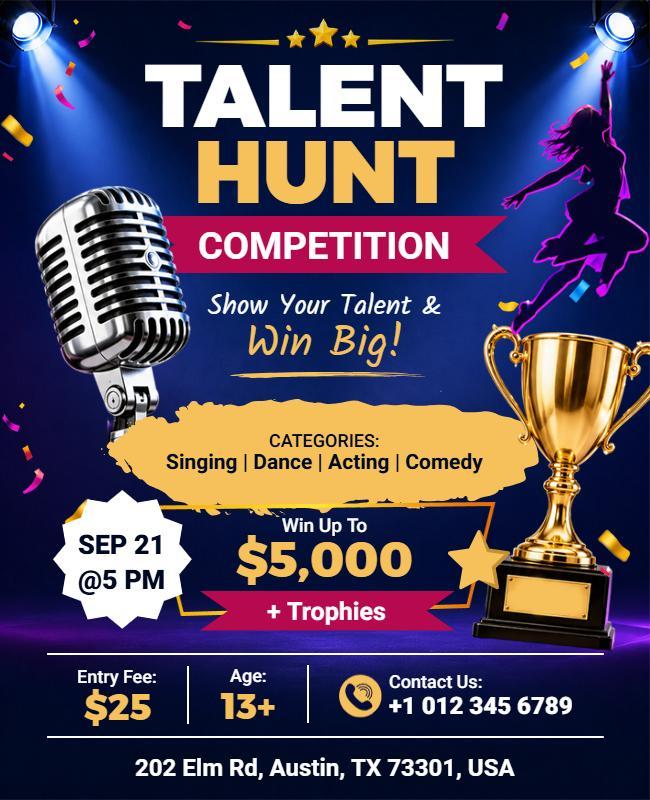 Talent Hunt Competition Promotional Flyer Template