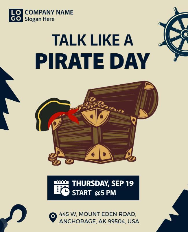 Nautical Treasure Theme for Talk Like a Pirate Day Flyer Template