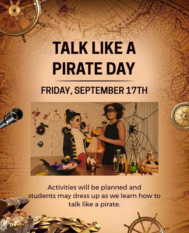 Adventure-Themed Talk Like a Pirate Day Celebration Flyer Template