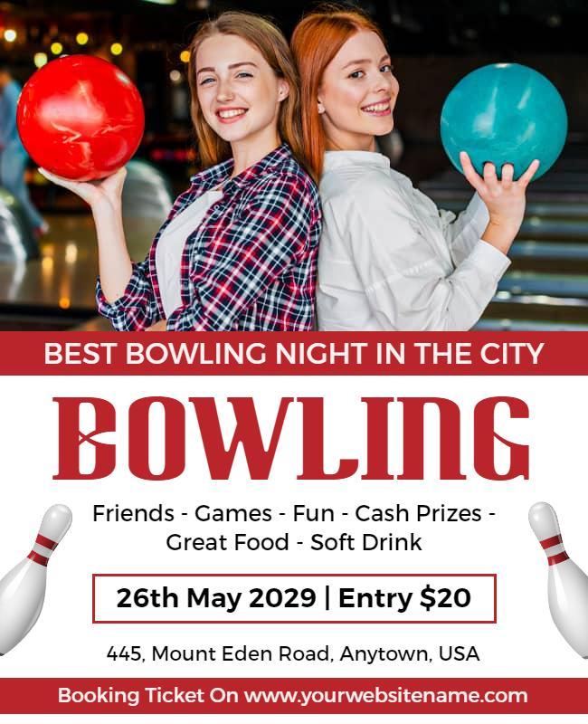 Tall Poppy and Black White Night Bowling Flyer Template