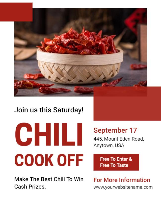 Tall Poppy and White Chili Cook Off Flyer Template