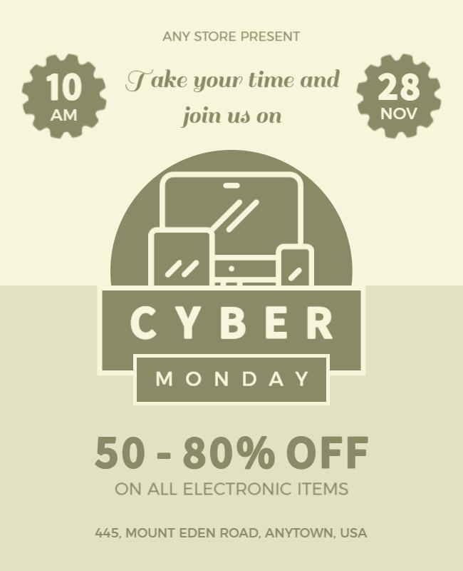 Tan Brown Cyber Monday Flyer Template