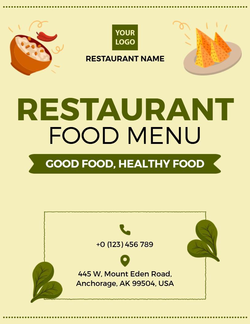 Tandoori Specialties and Savory Appetizers Restaurant Menu Template