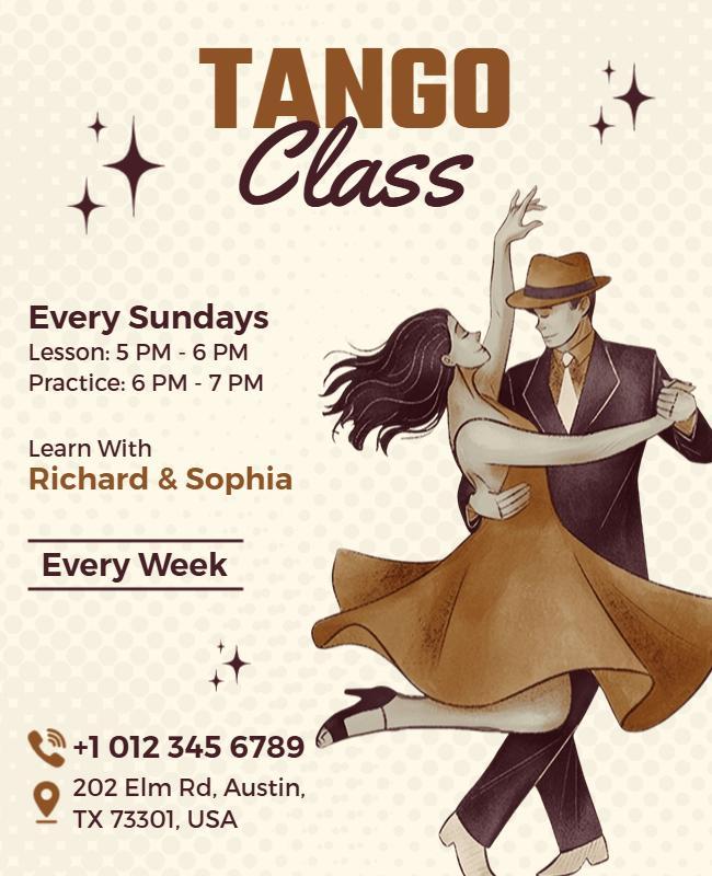 Tango Dance Class Promotional Flyer Template