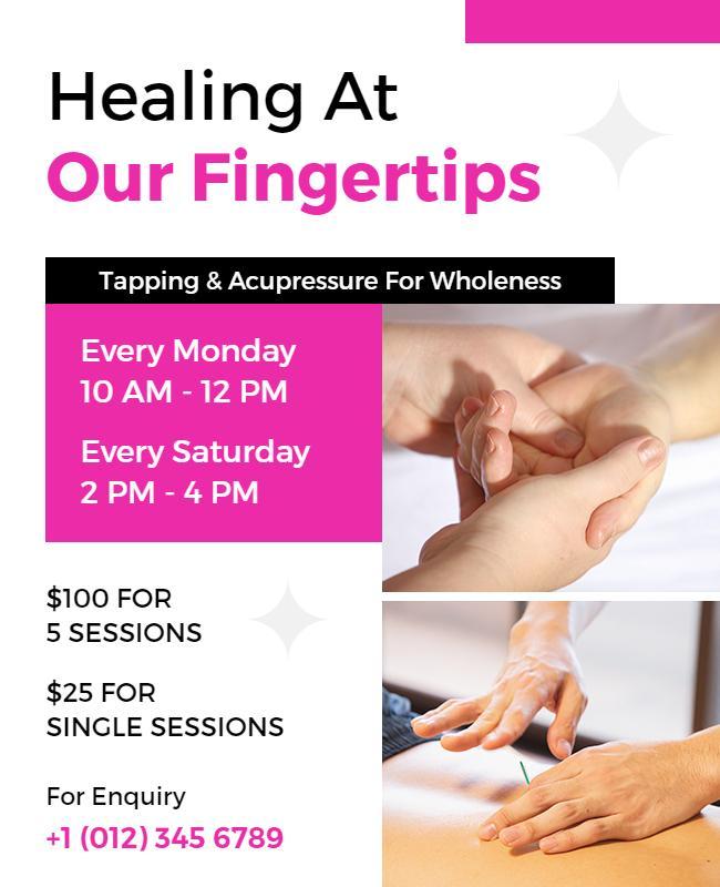 Tapping and Acupressure Wellness Sessions Flyer Template