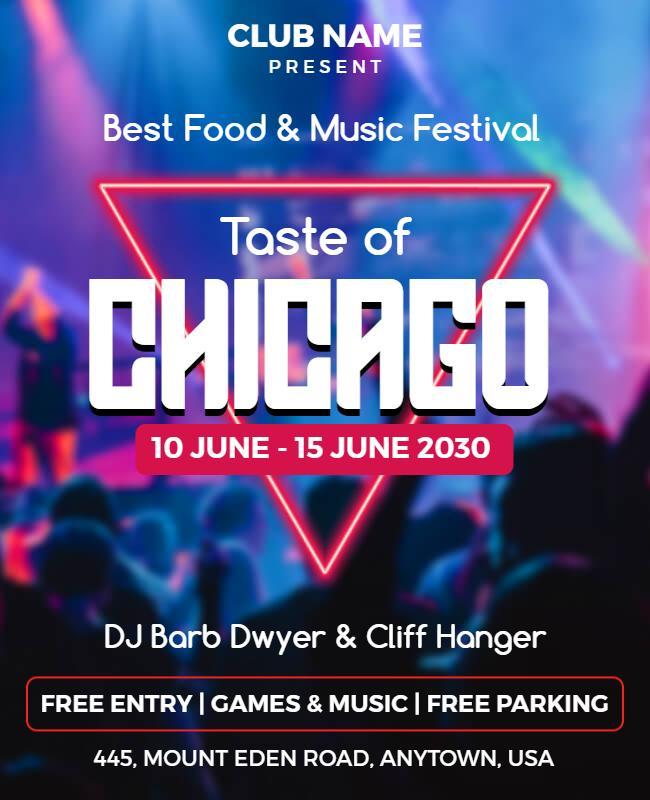 Taste Of Chicago Food and Music Festival Flyer Template