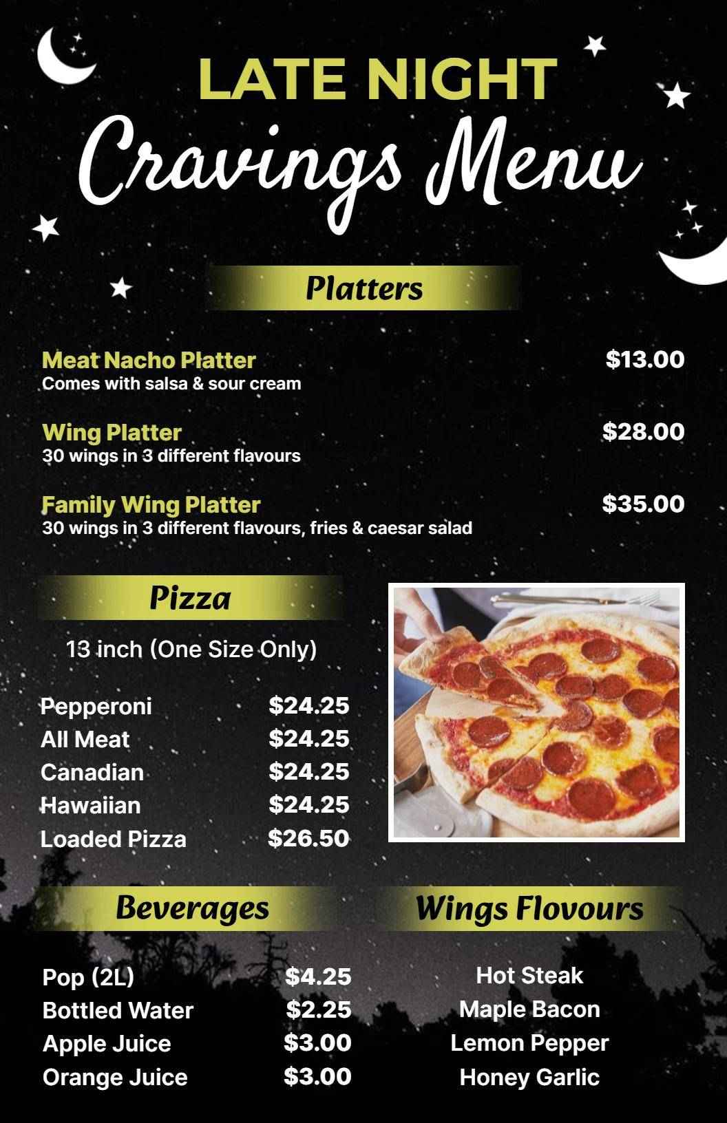 Tasty Late Night Cravings Menu Template