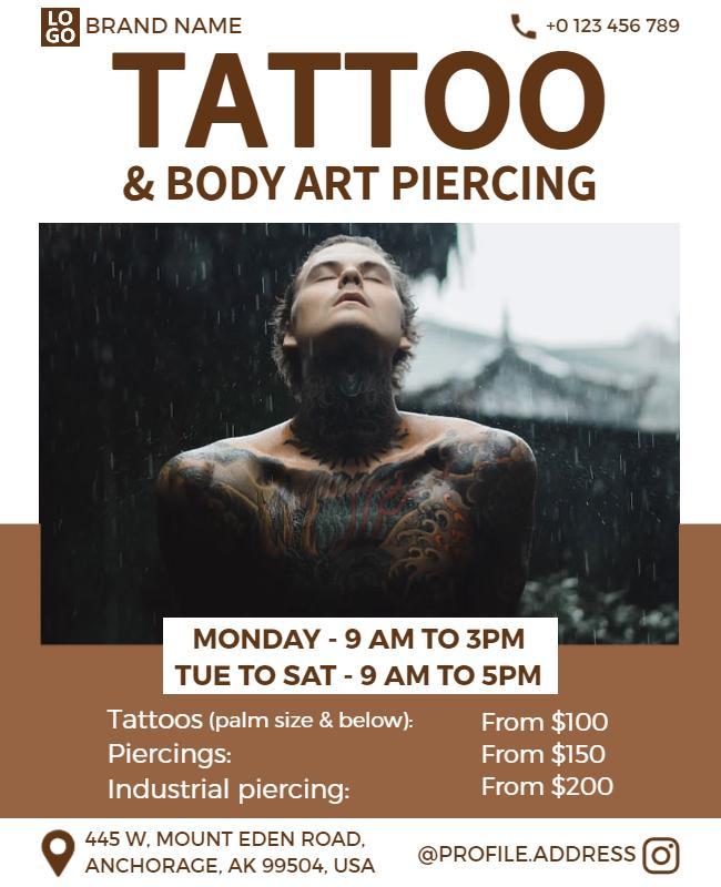 Tattoo and Body Art Piercing Promotion Flyer Template