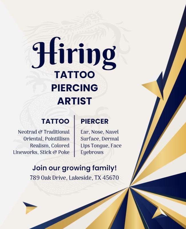 Tattoo and Piercing Artist Hiring Flyer Template