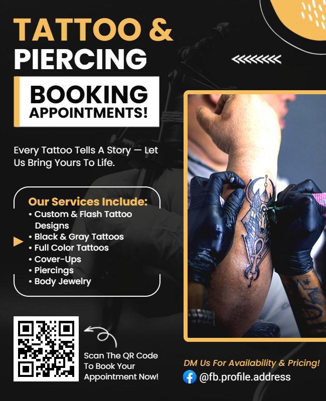 Tattoo and Piercing Service Booking Flyer Template