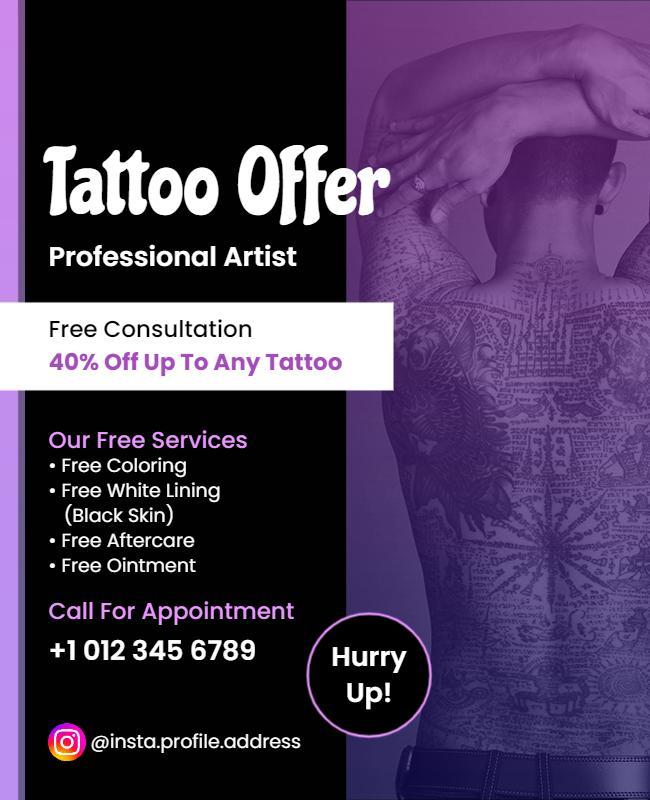 Tattoo Artist Promotional Offer Flyer Template