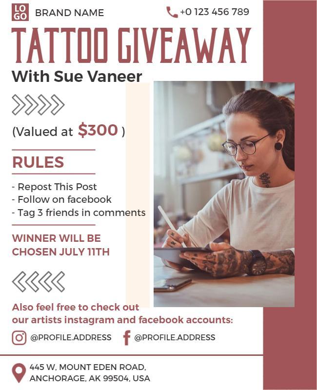 Tattoo Giveaway Event Promotion Flyer Template